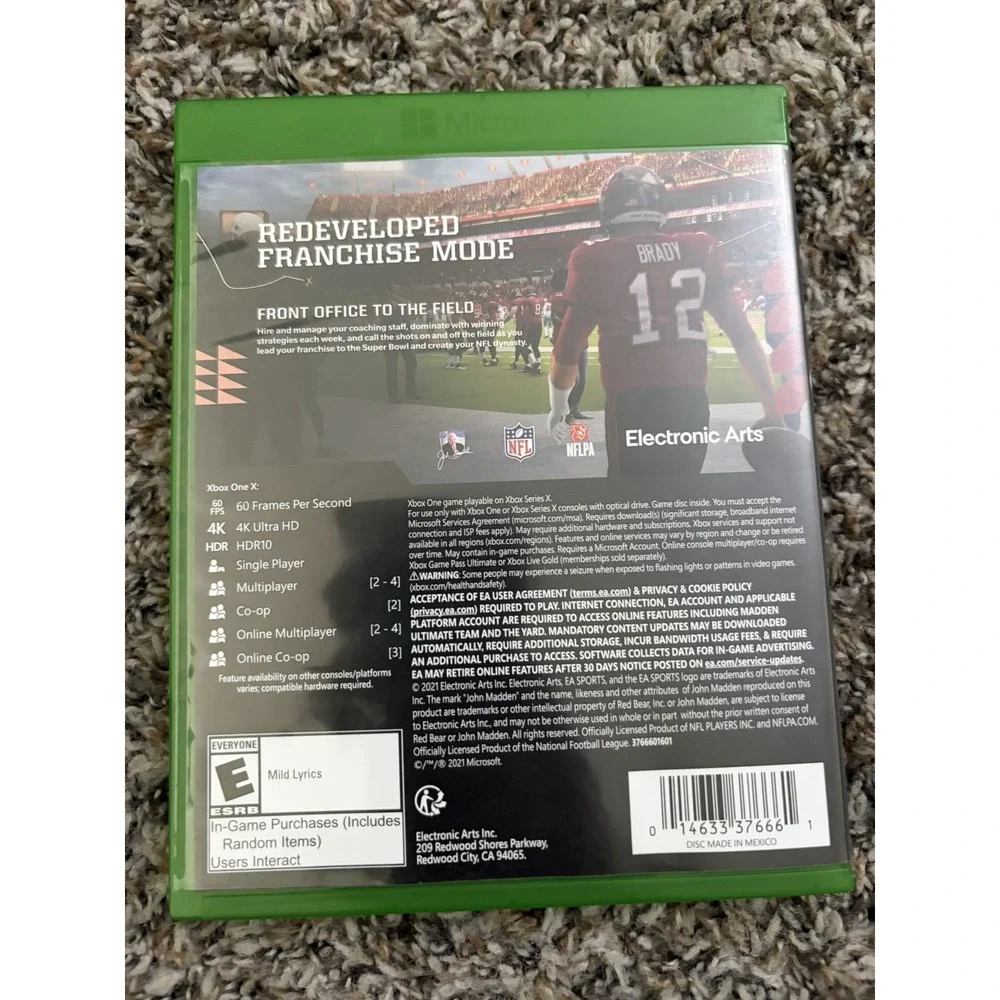 Madden NFL 22 Microsoft Xbox One Series Video Game Football Brady Mahomes Cover